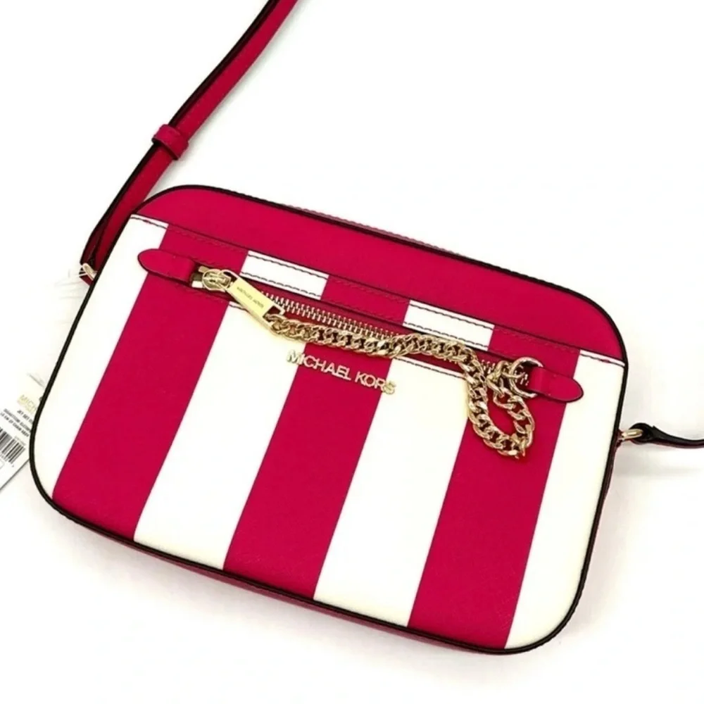 Michael Kors Large EW Zip Chain Xbody Crossbody Bag Electric Pink Multi
